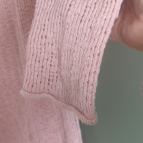 Mittoshop Pink Loose Knit Cotton Rolled Hem Long Sleeve Sweater Sz M Boutique - Picture 7 of 15
